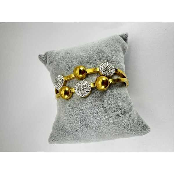 Gold Yuvarlak Taşlı Bileklik